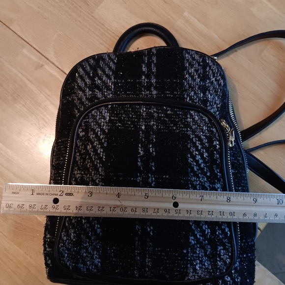 INC Tweed Fabic Blk & Gray Small Backpack Purse - Picture 8 of 10